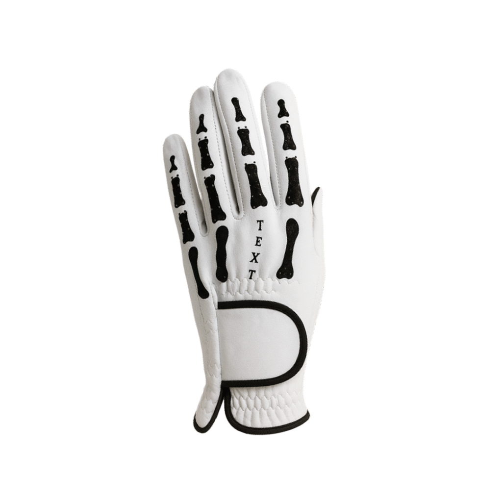 SCS Custom Elite Golf Glove - White/Black Skeleton Bone Print