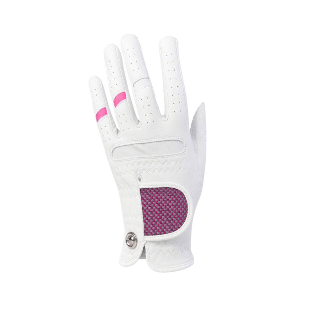 SCS Custom Elite Golf Glove - White/Pink Accent