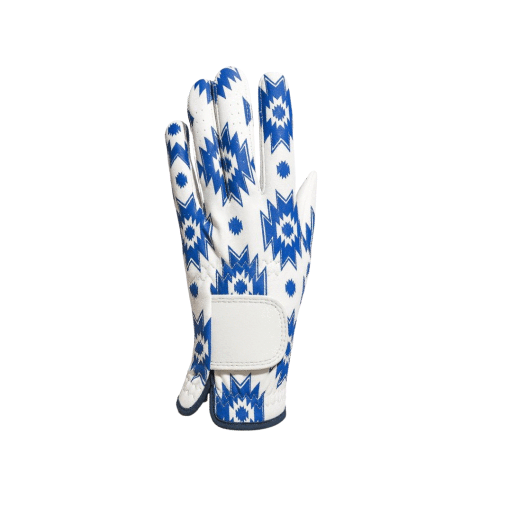 SCS Custom Elite Golf Glove - White/Blue Aztec Pattern