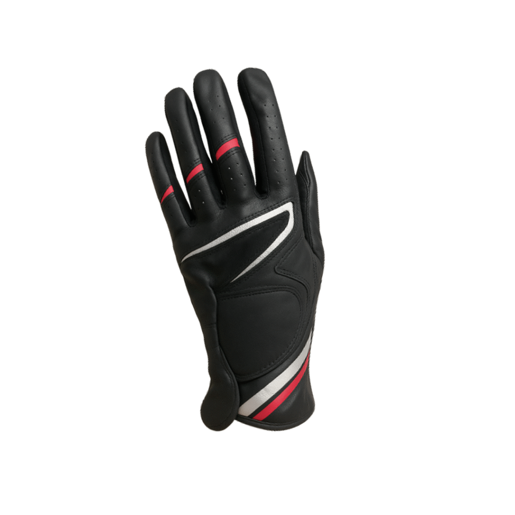 SCS Custom Elite Golf Glove - Black/Red/Silver Contrast Accent