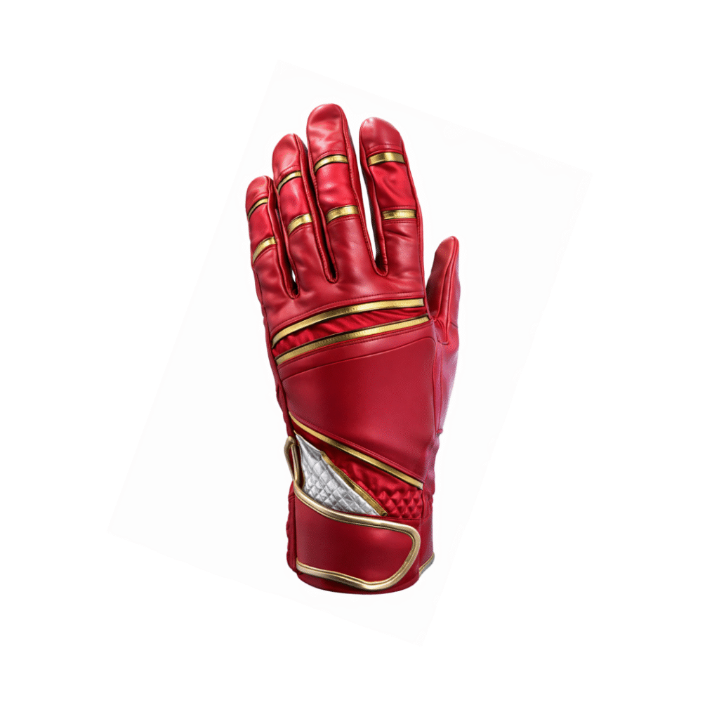 SCS Custom Elite Golf Glove - Red/Gold Luxury Accent