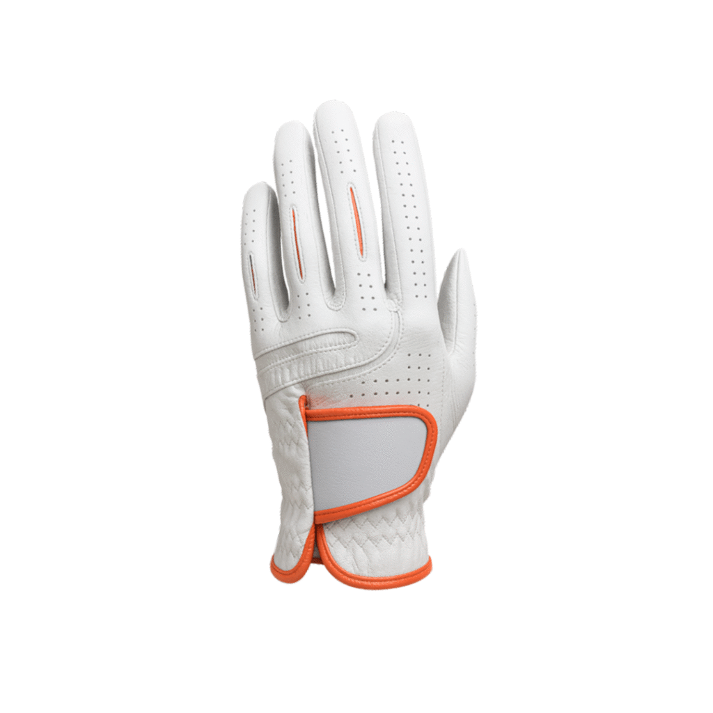 SCS Custom Elite Golf Glove - White/Orange Trim Accent