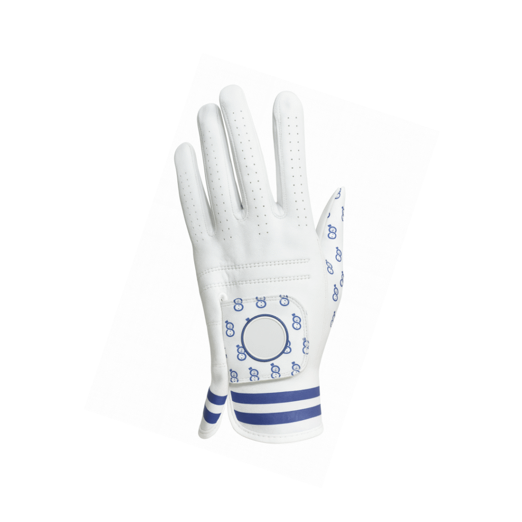 SCS Custom Elite Golf Glove - White/Blue Patterned Strap & Striped Cuff