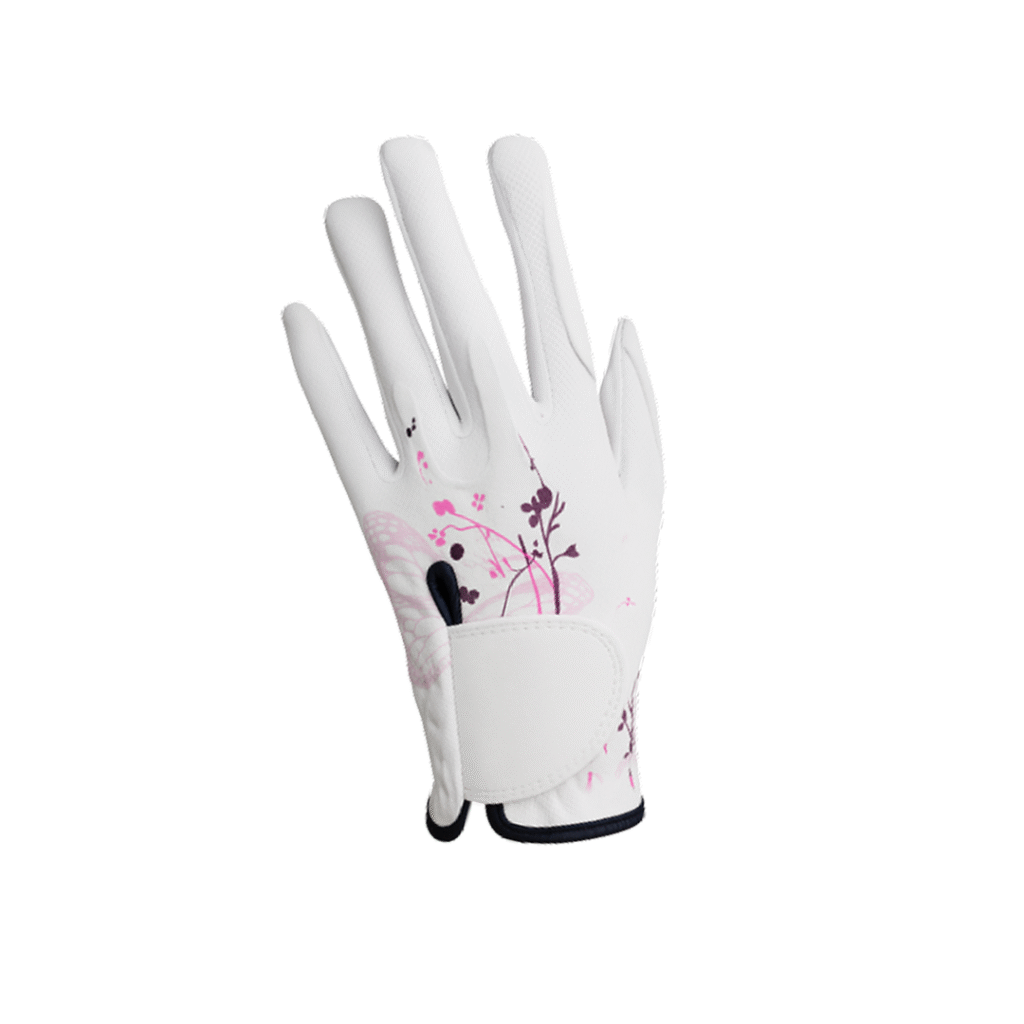 SCS Custom Elite Golf Glove - White/Pink Floral & Butterfly Graphic
