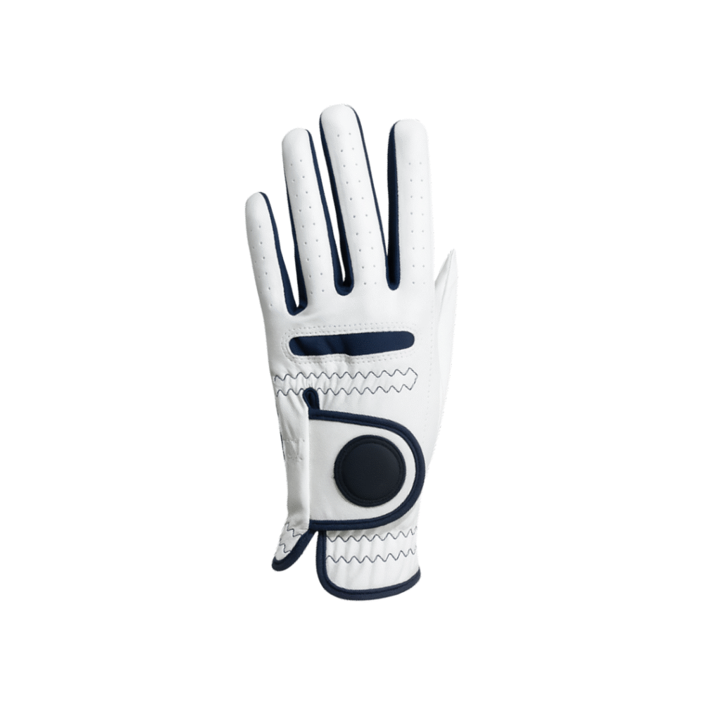 SCS Custom Elite Golf Glove - White/Navy Contrast Accents with Magnetic Marker