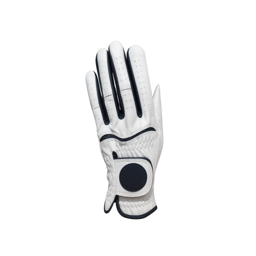 SCS Custom Elite Golf Glove - White/Navy Contrast & Round Marker