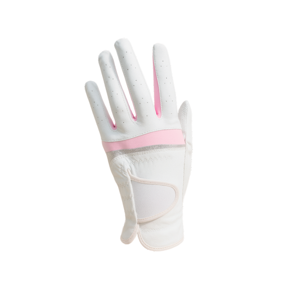 SCS Custom Elite Golf Glove - White/Pink Accent Stripe