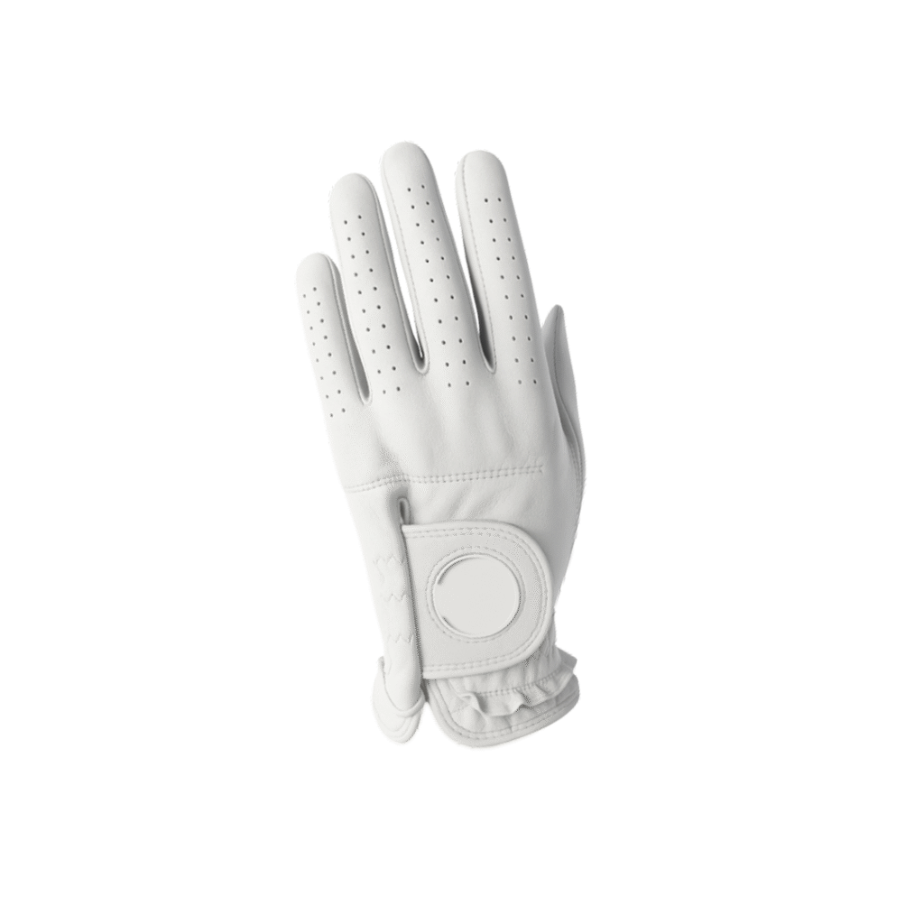 SCS Custom Elite Golf Glove - All White Magnetic Ball Marker